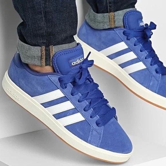 Adidas VL Court 3.0 Blue Suede Gum Sole Sneakers Men's Casual Shoes Sz: W9/M8 - Picture 3 of 6